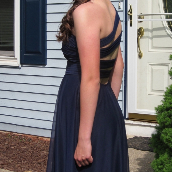 DRESS Sale Navy Blue Single Shoulder Formal Dress Read Description - Picture 3 of 3